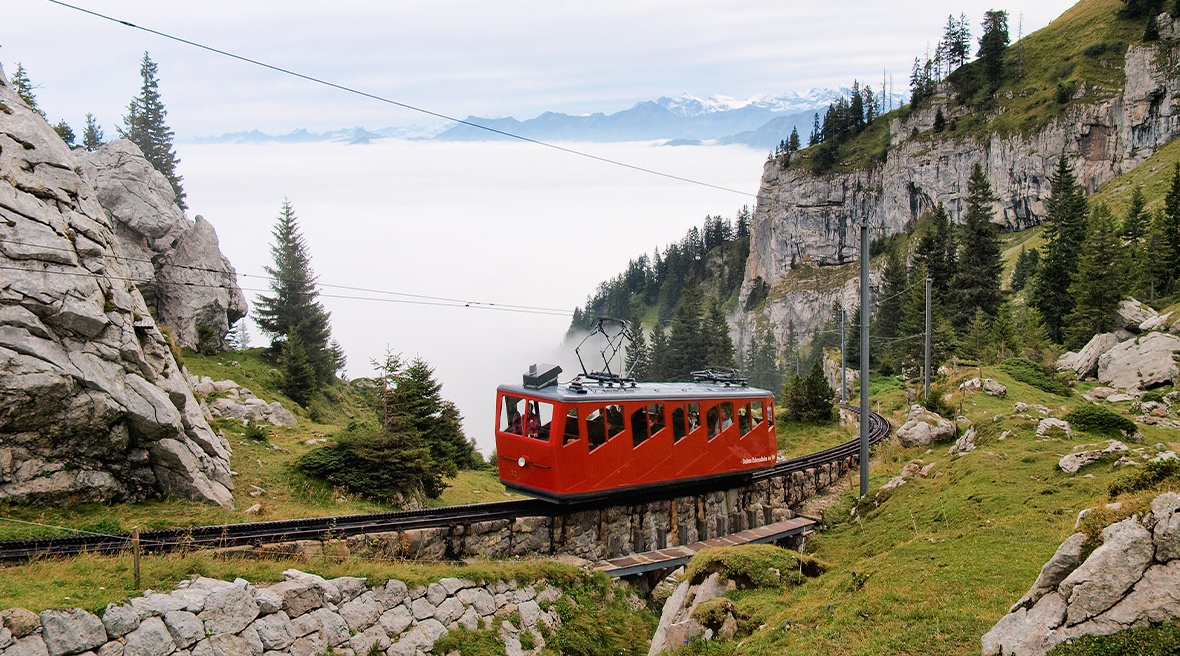 The steepest cogwheel railway in the world, Mount Pilatus